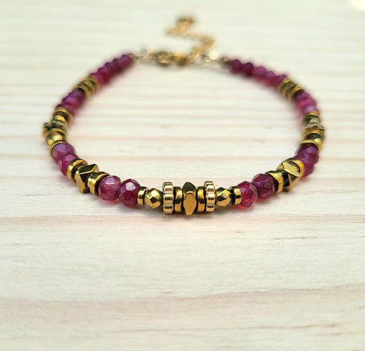 Bracelet pierre naturelle Quartz – Bijou femme doré à l’or fin – Fermoir acier inoxydable – Cadeau énergétique lithothérapie