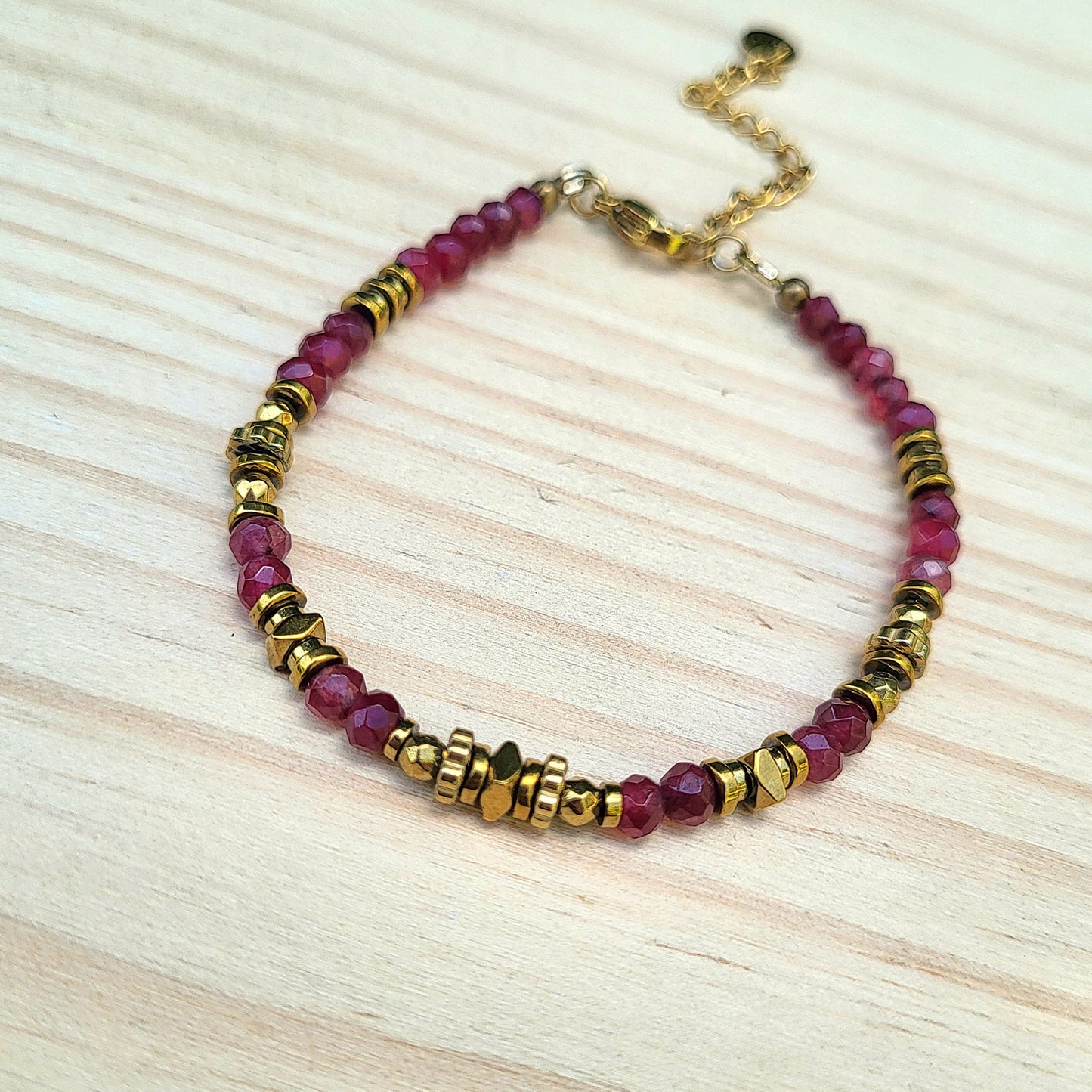 Bracelet pierre naturelle Quartz – Bijou femme doré à l’or fin – Fermoir acier inoxydable – Cadeau énergétique lithothérapie