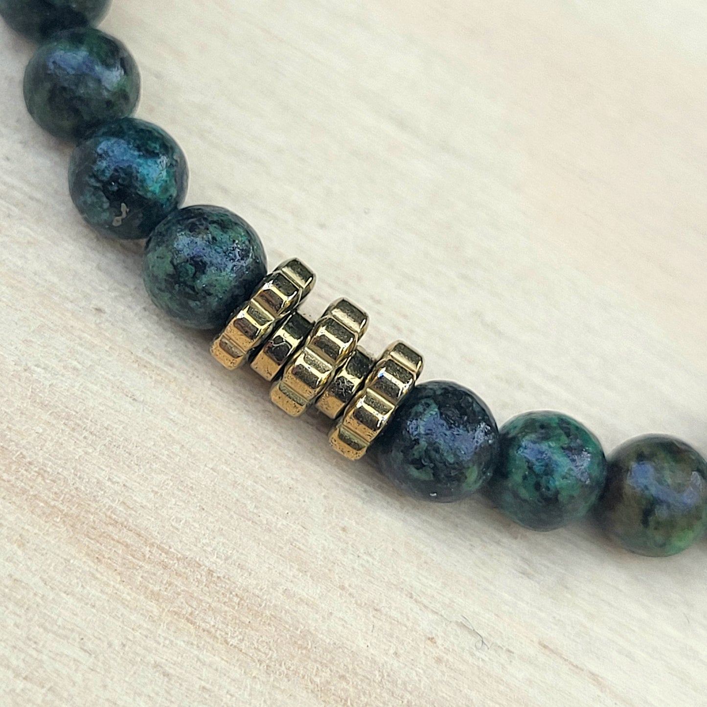 Bracelet pierre naturelle Turquoise Africaine – Bijou femme doré à l’or fin – Fermoir acier inoxydable – Cadeau énergétique lithothérapie