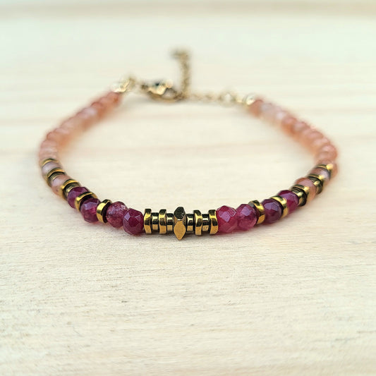 Bracelet pierre naturelle Quartz – Bijou femme doré à l’or fin – Fermoir acier inoxydable – Cadeau énergétique lithothérapie