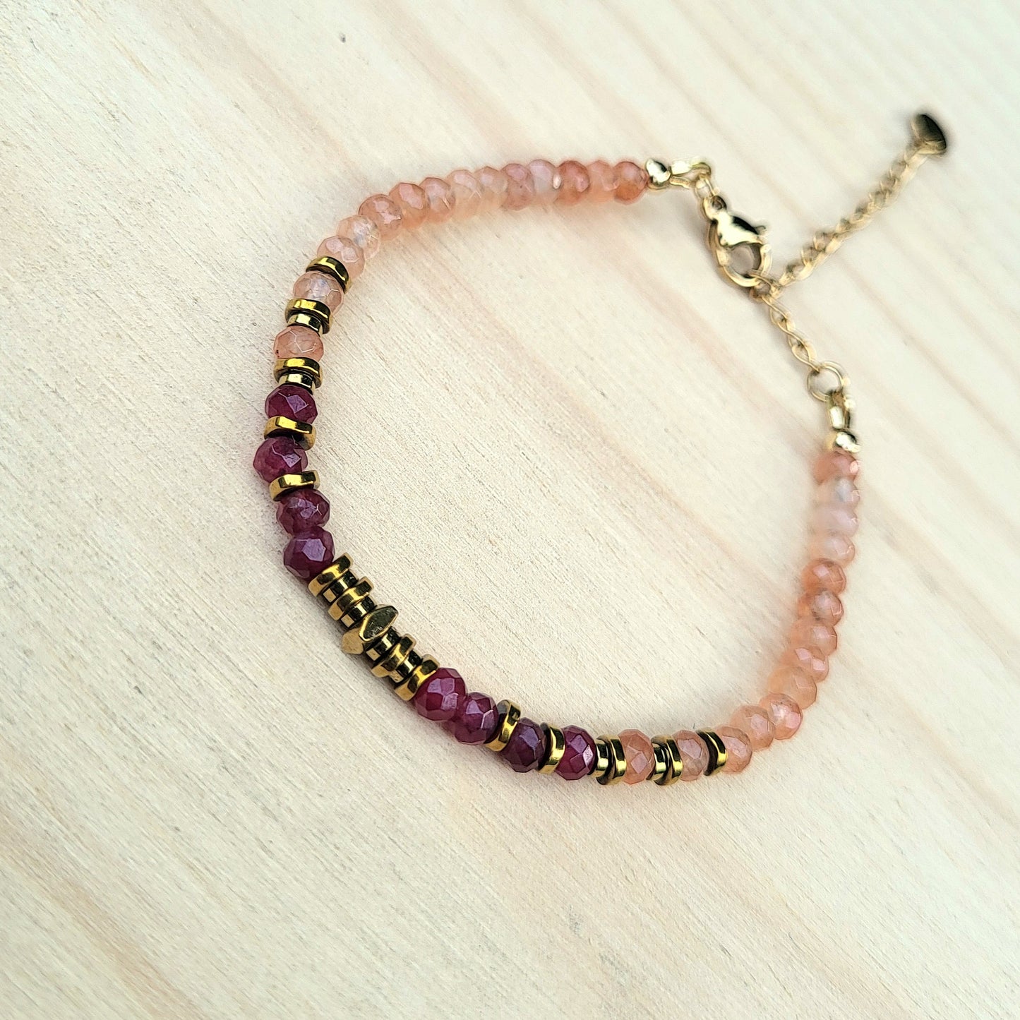 Bracelet pierre naturelle Quartz – Bijou femme doré à l’or fin – Fermoir acier inoxydable – Cadeau énergétique lithothérapie
