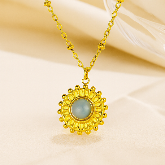 Collier à Breloque Pierre Naturelle Bleue