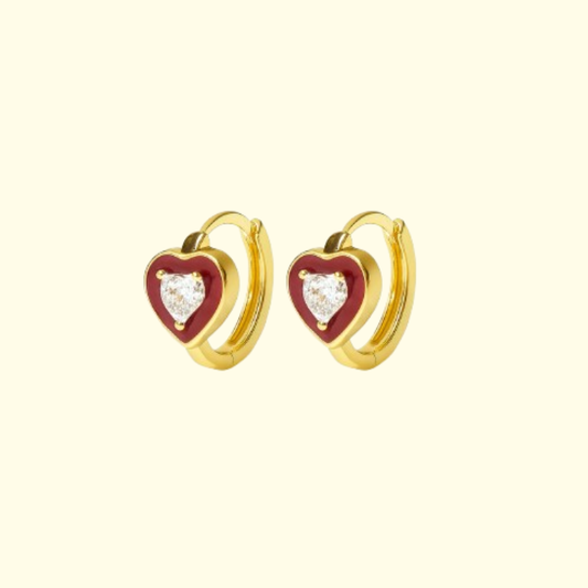 Boucles d'oreilles Coeur Rouge Vintage