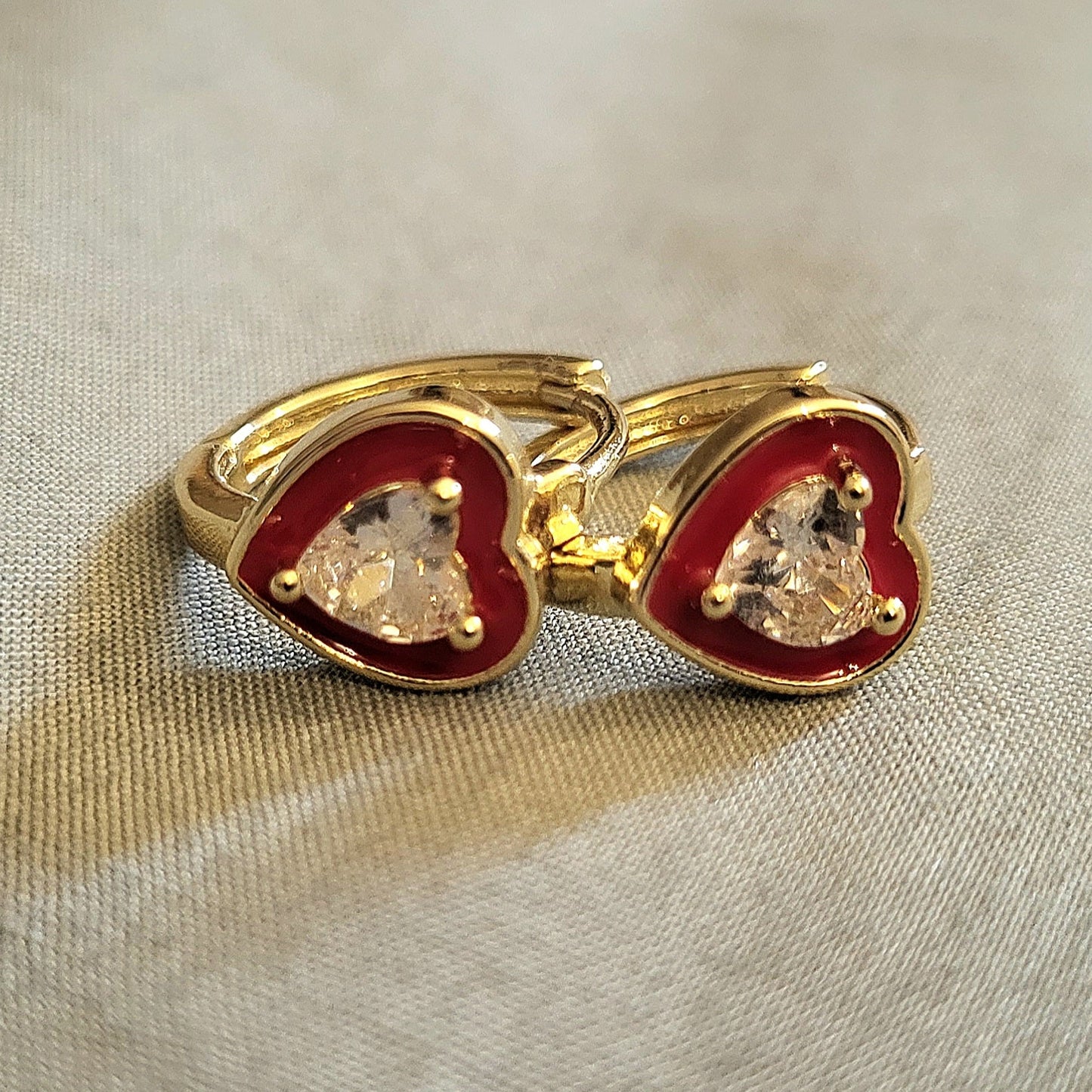 Lueur Rubis - Boucles d'oreilles Coeur Rouge Vintage