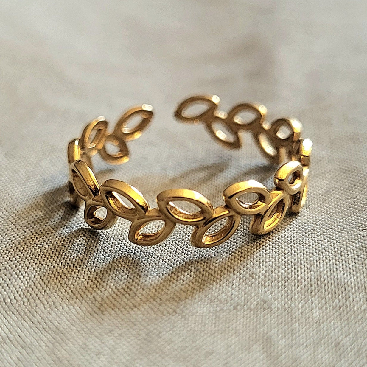 Feuilles d'Or - Bague Ajustable Feuilles Vintage